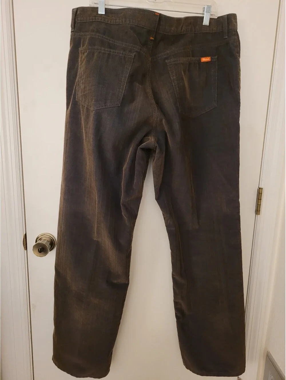 Faconnable Men's Garment Washed Finish Brown Corduroy Pants Sz 40 Tunisia Y2K